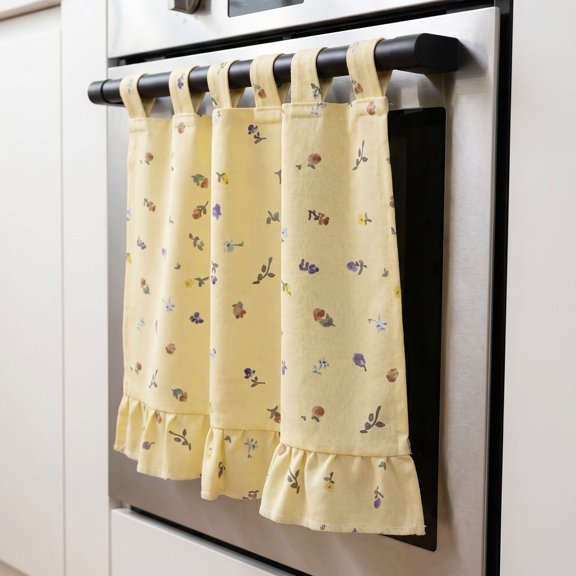 COOPHYA Yellow Kitchen Oven Skirt with Tie Top, Rustic Farmhouse Style, and Functional