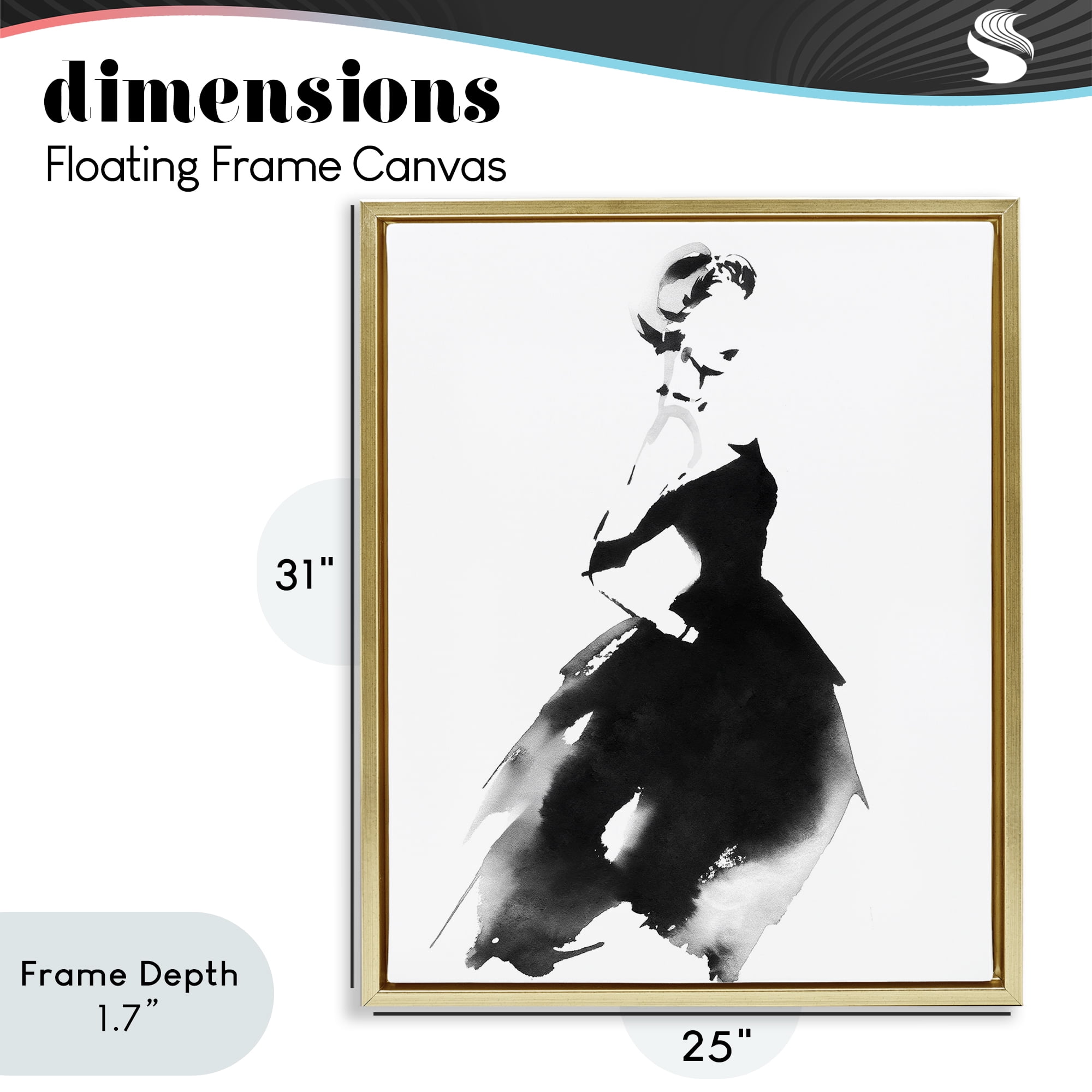 Stupell Industries Shadow Waltz Silhouette Gold Framed Floater Canvas Wall Art, design by Svetlana Aleynikova