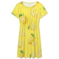 thumbnail image 3 of Lemons on Yellow Dress Summer Street Style Dresses Female Short Sleeve Printed Sundress, 3 of 7