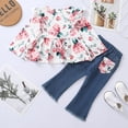 thumbnail image 4 of NZRVAWS Baby Girls Outfits For Fall Winter Floral Print Long Sleeve Round Neck Top Ripped Jeans Pants 2Pcs Clothes Set 12-18 Months, 4 of 8