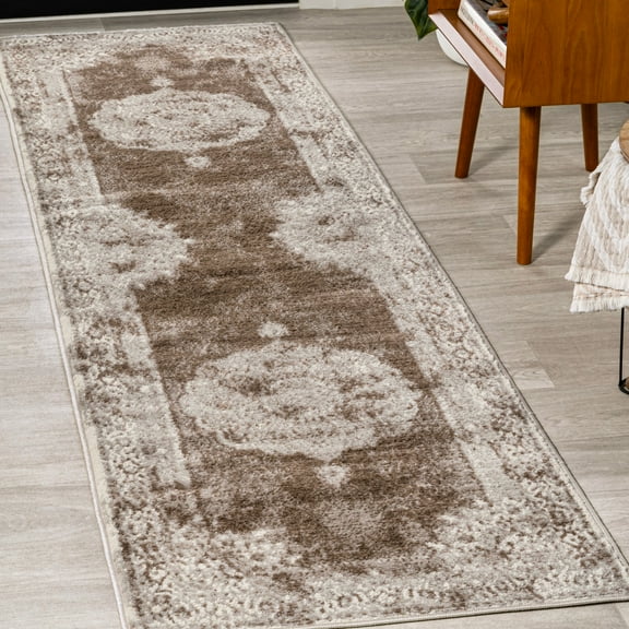 JONATHAN Y MODERN PERSIAN 2 x 8 Runner Rug, Rosalia Cottage Medallion - Cream/Brown, MDP402B-28