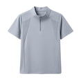 thumbnail image 3 of Quarter Zip Pullover Men Short Sleeve Stand Collar Athletic Sports Casual Outodoor Workout Shirt Fathers Gift, 3 of 3