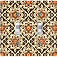 thumbnail image 1 of Metal Light Switch Plate Cover Red Yellow Mandala Flower Tile Pattern MDL030, 1 of 13