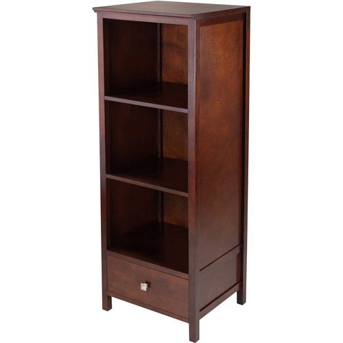 Brooke Open Cupboard with 1 Drawer and 3 Shelves, Walnut