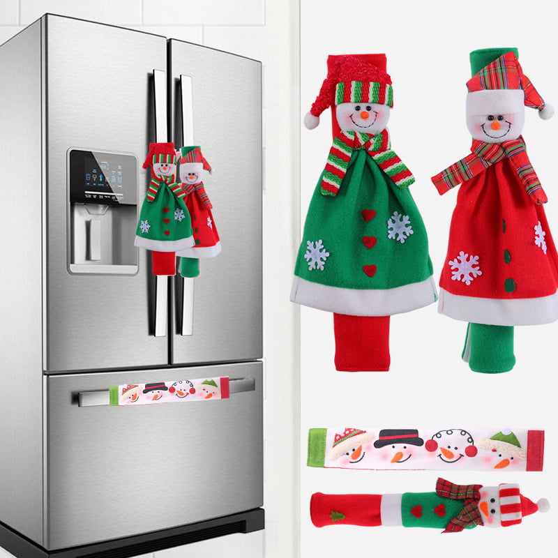 Refrigerator Door Handle Covers Set of 8 Santa Snowman Kitchen Appliance Decor 