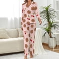 thumbnail image 2 of Top-kevin Women Long Sleeve Pajama Set Comfy Pjs Sets Cheetahs Leaping Purple Dots 2 Piece Lounge Set, 2 of 12