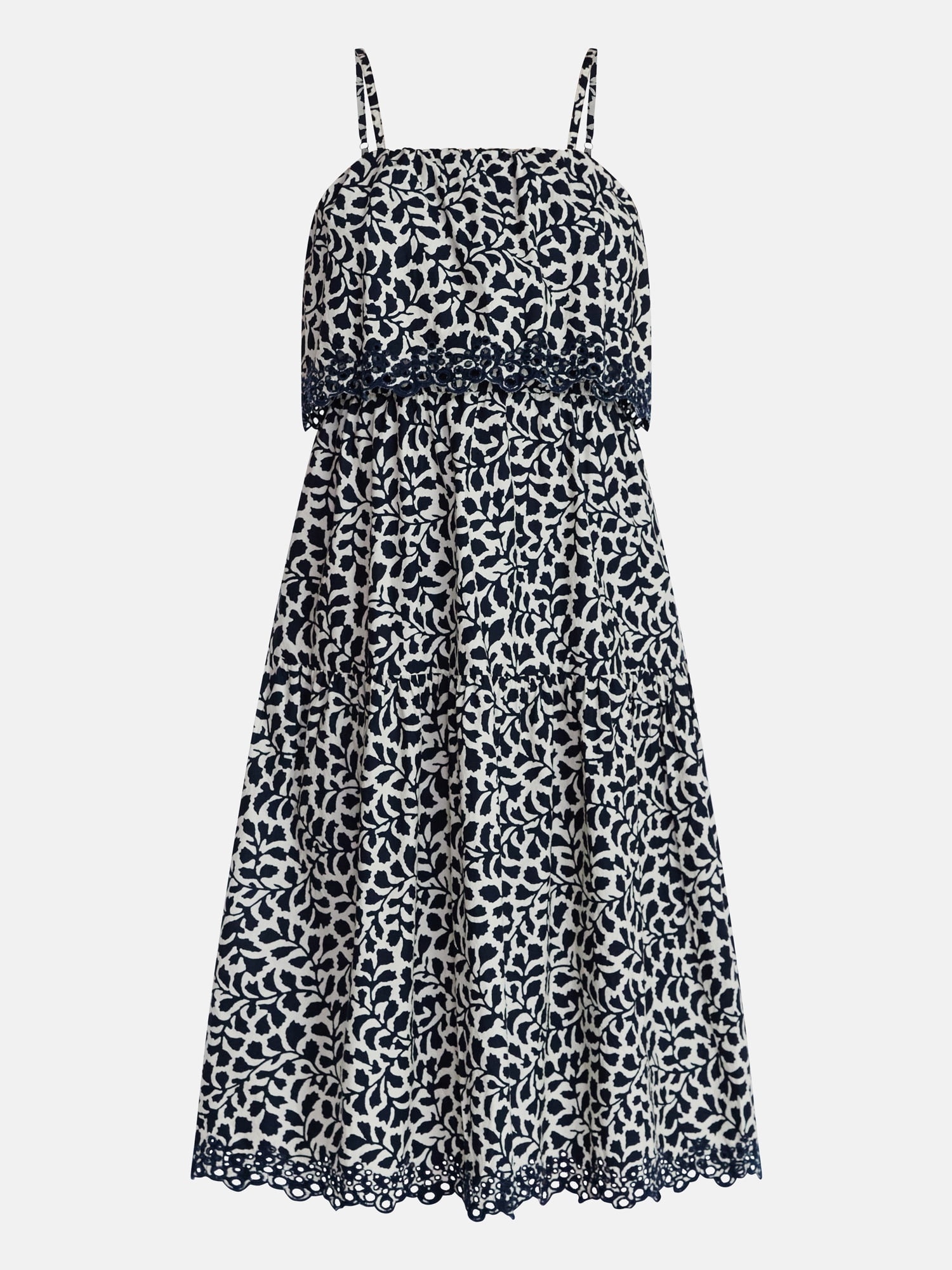Time and Tru Women's and Women's Plus Sleeveless Cotton Midi Dress with Eyelet Trim, Sizes XS-4X