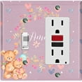 thumbnail image 1 of Metal Light Switch Wall Plate Outlet Cover (2 Teddy Bears With Love Heart Flower Balloon Flower Wreath Purple - Single Toggle Single Rocker), 1 of 2