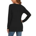 thumbnail image 5 of JuneFish Women's Long Sleeve Tunic Tops Casual Tshirts Loose Crewneck Buttons Side Pullover Sweaters Fall Comfy Split, 5 of 6