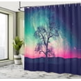 thumbnail image 4 of Ambesonne Space Shower Curtain, Magic Night Sky Landscape, 69"Wx84"L, Pink Aqua Dark Blue, 4 of 4
