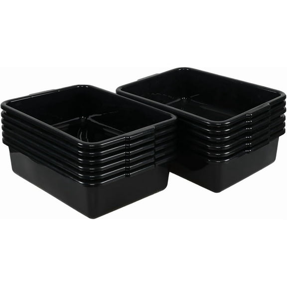 13 Liters Plastic Bus Tubs,  Bus Tray Box Wash Basin Tub, Black, Pack of 12