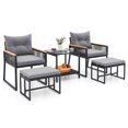 thumbnail image 2 of Costway 5 Piece Outdoor Conversation Set Rattan Armchairs with 2-Layer Side Table, 2 of 10