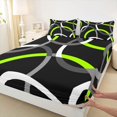 thumbnail image 5 of Manfei Black Green Circle Bed Sheets,Aesthetic Minimalist Fuul Size Sheets, Black Reversible 4 Pieces1 Flat Sheet + 1 Fitted Sheet + 2 Pillowcases, 5 of 6