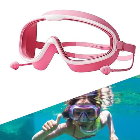 Swim Goggles for Kids, Fashionable HD Anti-Fog UV Protection 180° Wide Frame Swim Goggles for Boys Girls