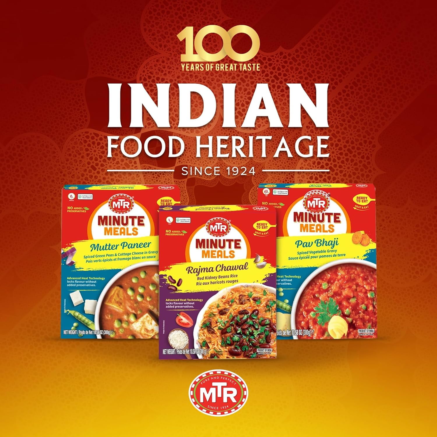 MTR Rajma Chawal - Red Kidney Beans Rice - Microwavable Rice Packs for Instant Meals - Ready-To-Eat Meal- Delicious & Nutritious Rice Ready in Minutes - Suitable for Vegetarians (300g, Pack of 6)