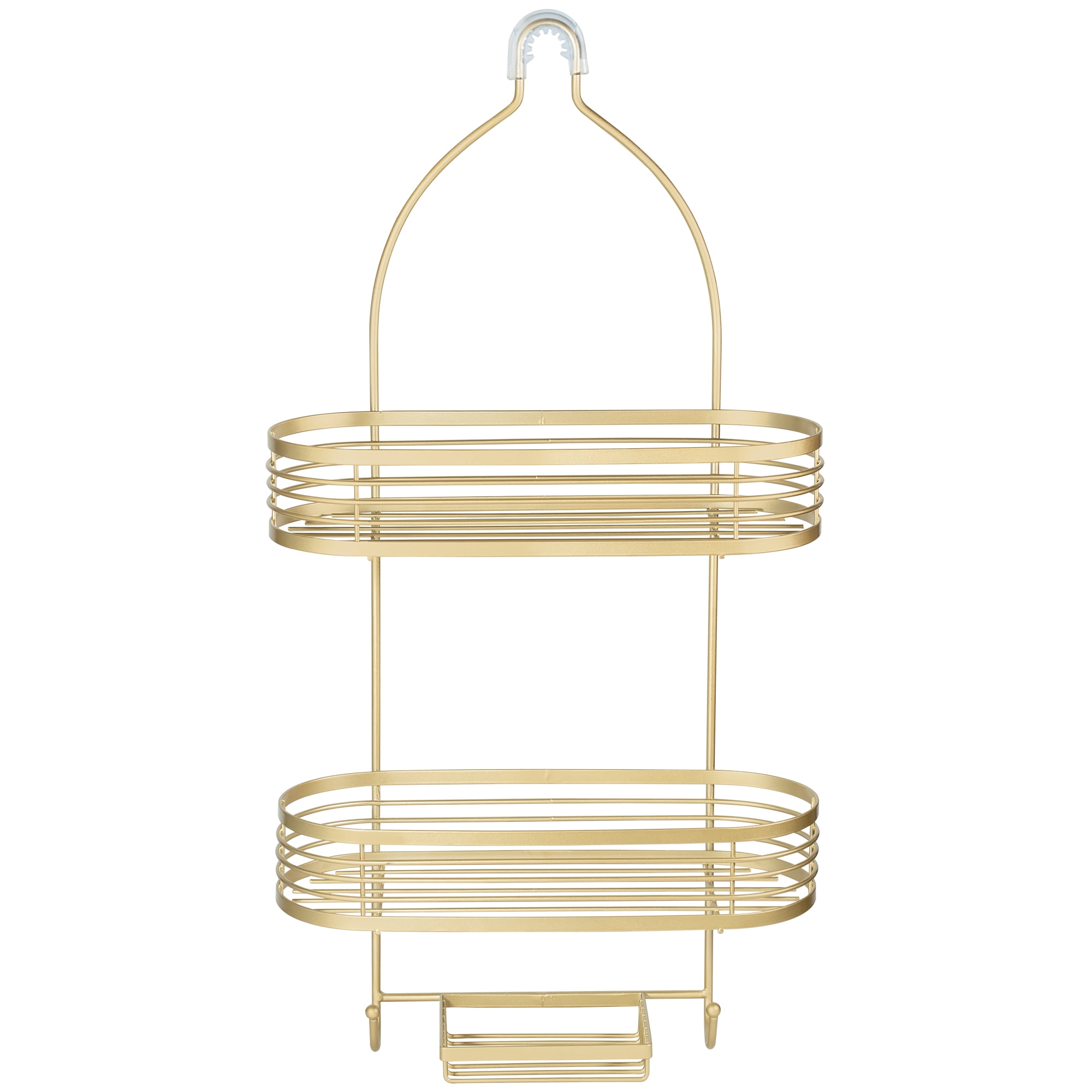 Acento 3-Tier Hanging Shower Caddy with Suction Cups, Non-Slip Neck, Bathroom Organizer, Gold