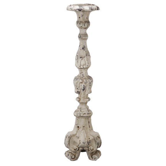 CC Home Furnishings Weathered Magnesia Pillar Candle Holder - 27.5"