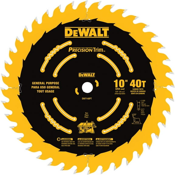 DEWALT/BLACK & DECKER DW7140PT PREC TRIM COATED THIN KERF 10" 40T BLADE