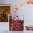 thumbnail image 2 of Square with Bamboo Lids and Spoons - Borosilicate Glass Food Storage Contaienrs for Coffee, Tea, Sugar 4Pcs, 2 of 8