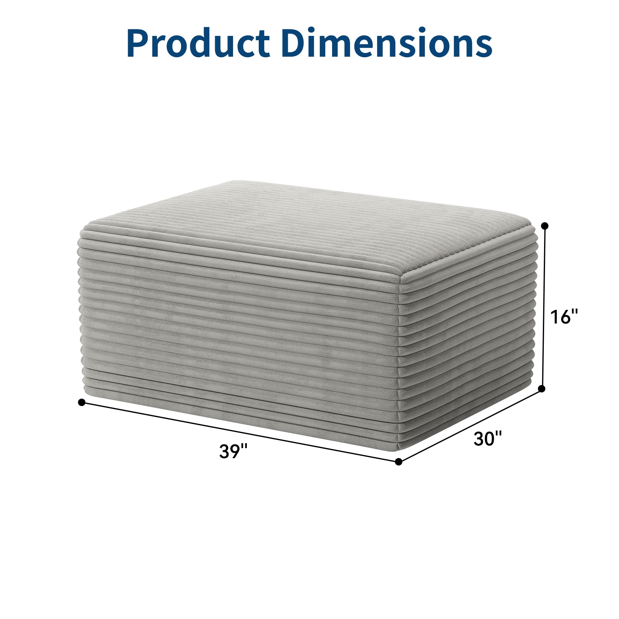 IDEALSOUL Corduroy Ottoman, Rectangle Ottoman Foot Rest for Couch, Oversized Modular Sectional Sofa Stool, Extra Seating & Coffee Table for Sofa, Cloud Foot Rest Foam Support, No Assembly Required