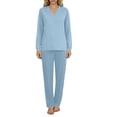 thumbnail image 3 of Yeaiivve 2 Piece Scrubs for Women Long Sleeve Moisture-Wicking Workwear Set Stretch V Neck Scubs Tops and Scrub Pants Jogger with Pockets Light Blue,XXL, 3 of 6
