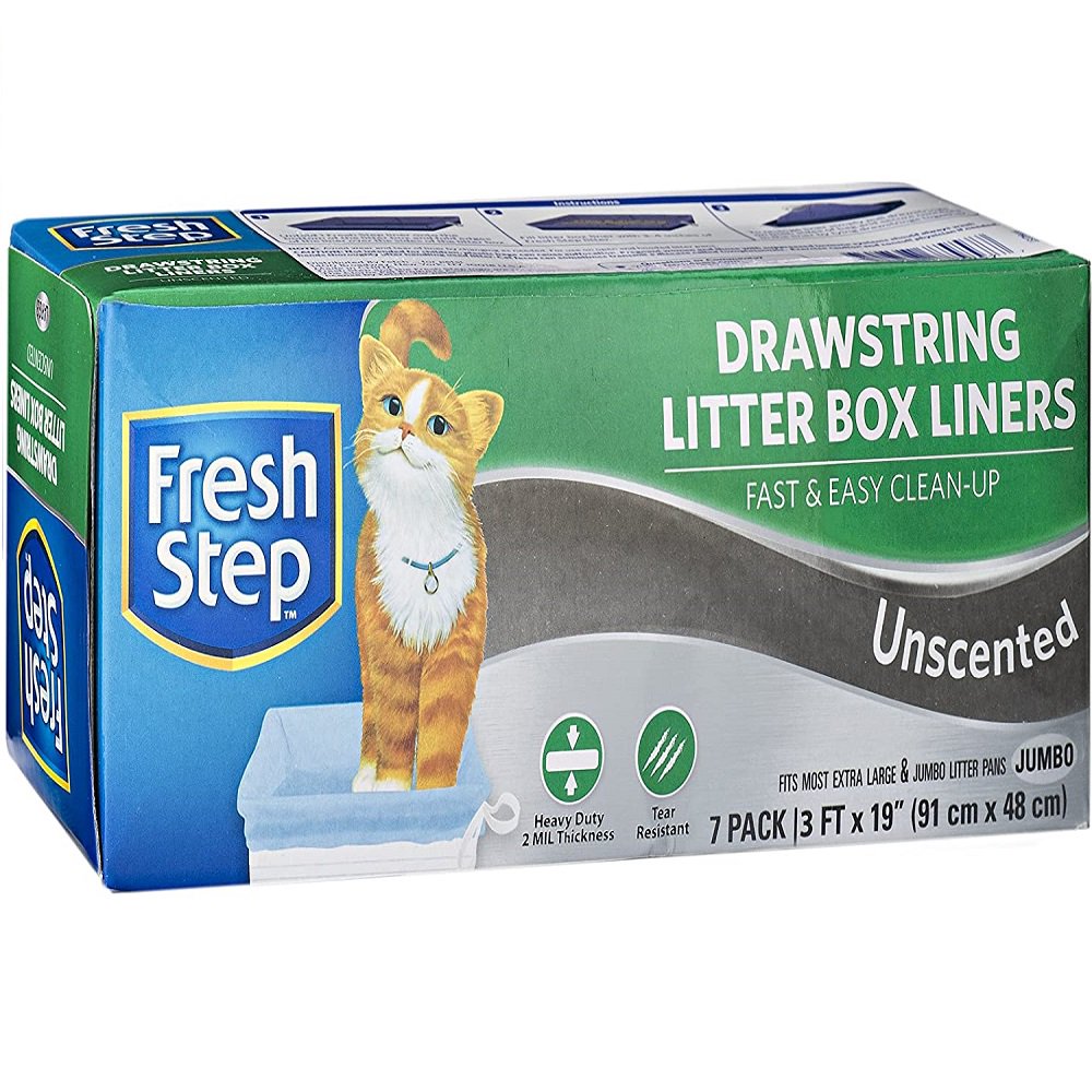 Fresh Step Drawstring Large Litter Box Liners, Heavy Duty Liners for Cat Litter Box, Scented