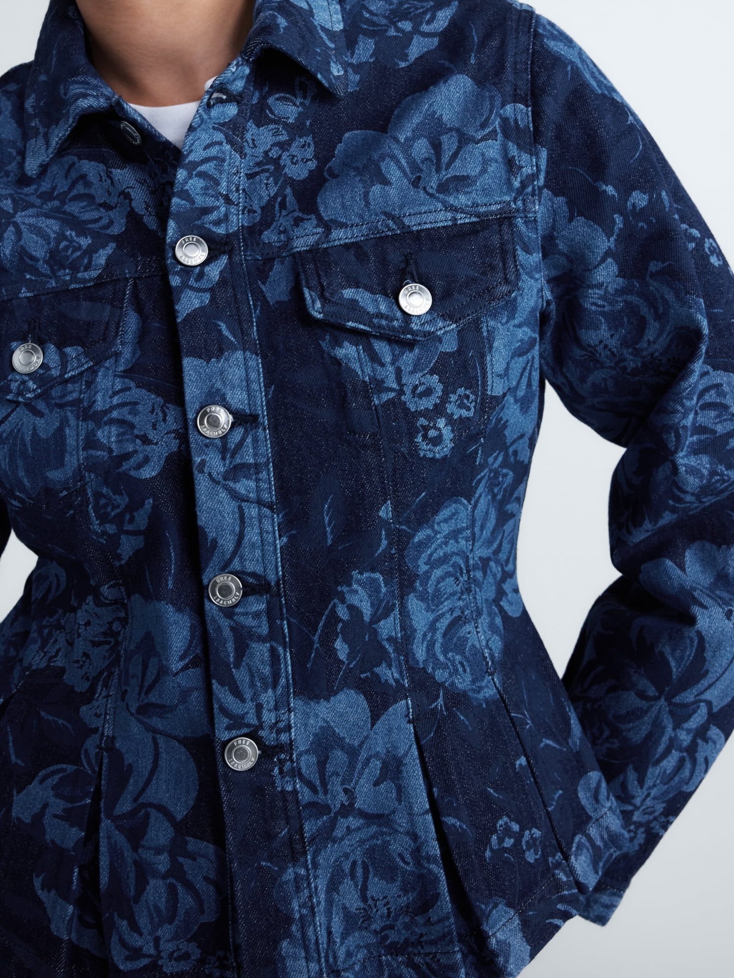 Free Assembly Women's and Women's Plus Pleated Peplum Denim Jacket, Sizes XS-4X