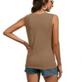 thumbnail image 3 of SWSMCLT Women's V Neck Sleeveless Fashion Vest Soft Top Fall Loose Spring Cozy Elegant Summer Tank Top Coffee Small, 3 of 4
