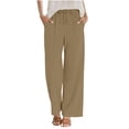 thumbnail image 6 of Diufon Linen Pants Women Summer Boho Wide Leg Palazzo Pants Casual Drawstring High Waisted Trousers with Pockets, 6 of 9