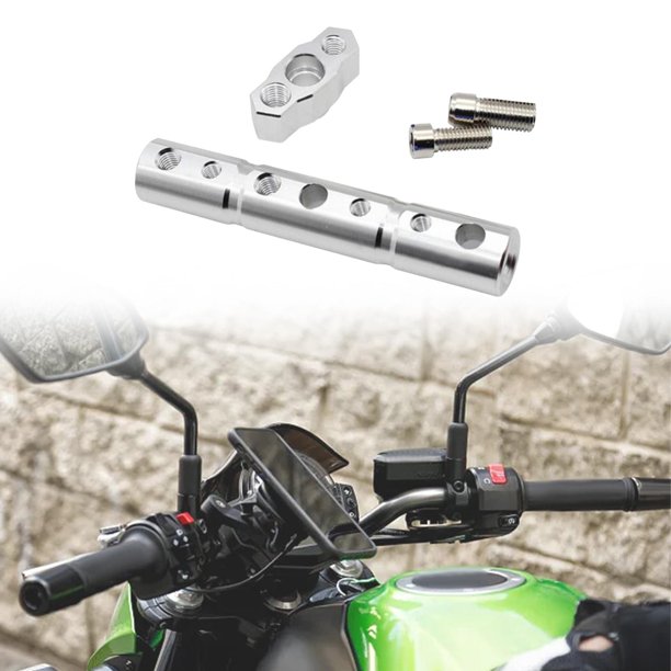 Soporte adaptador extensible para motocicleta, soporte de extensión para espejo retrovisor CNC, 6mm, 8mm, 10mm, agujeros de montaje, soporte de barra Plata