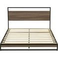 thumbnail image 2 of East West Furniture Wilson Metal and Wood Queen Bed Frame in Black/Brown, 2 of 6