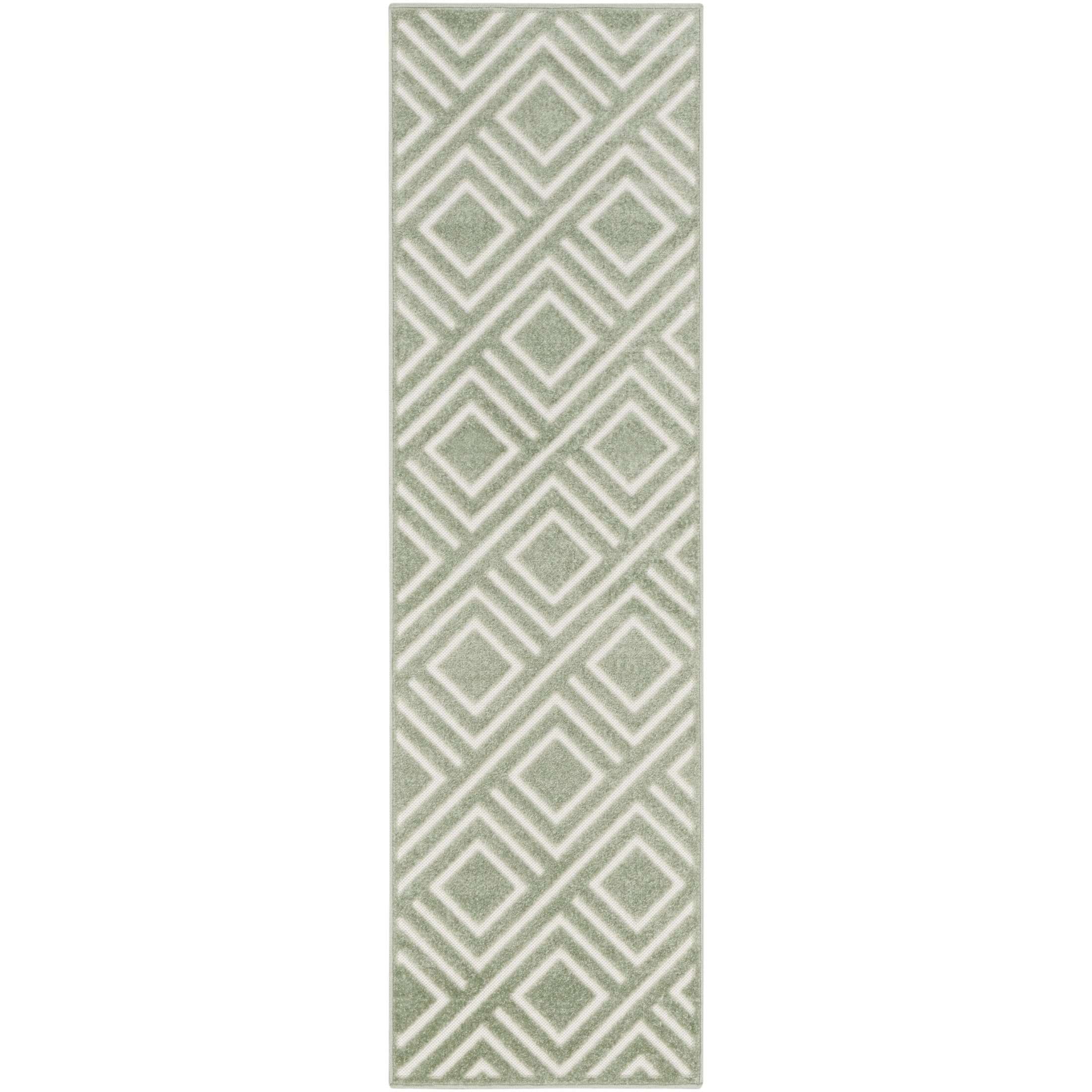Nourison Care Free 2' x 6' Green Modern Indoor Rug