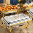 thumbnail image 2 of Chafing Dish Buffet Set 4 Pack Full Size: Jacgood 8QT Stainless Steel Rectangle Gold Chafing Dishes Food Warmers for Parties, Events, Wedding, 2 of 7