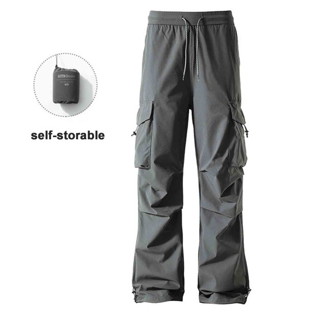 Ceisia Men's All-Season Work Pants - Solid Color Gift Loose Casual Functional Pocket Drawstring Full Length Trousers