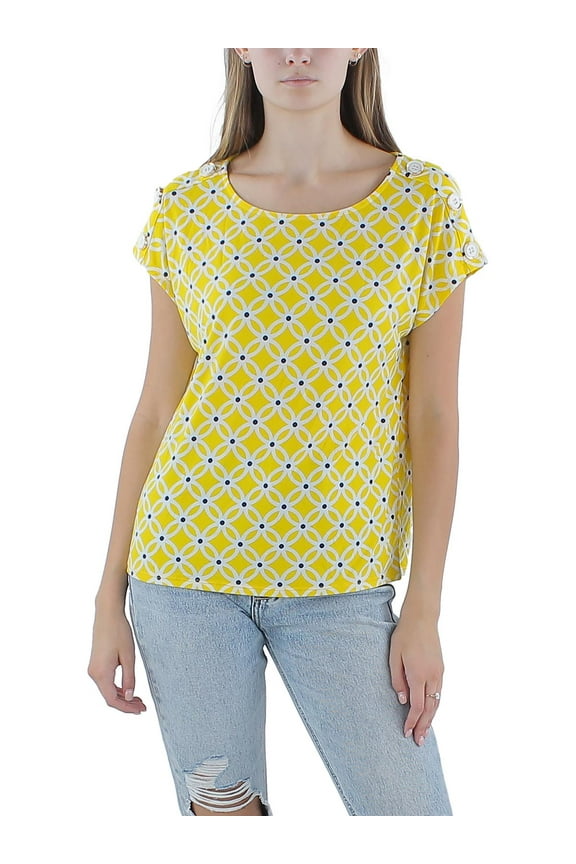 Womens Petites Printed Jersey Blouse