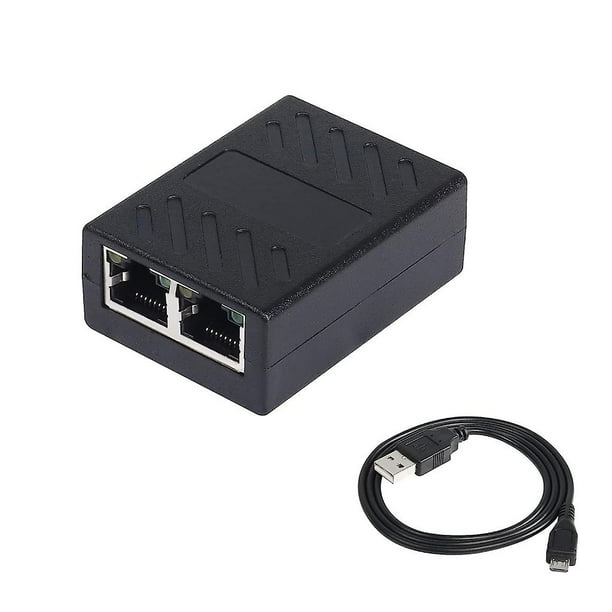 Acoplador divisor Ethernet Rj45 adaptador de conector divisor enchufe de 1 a 2 vías