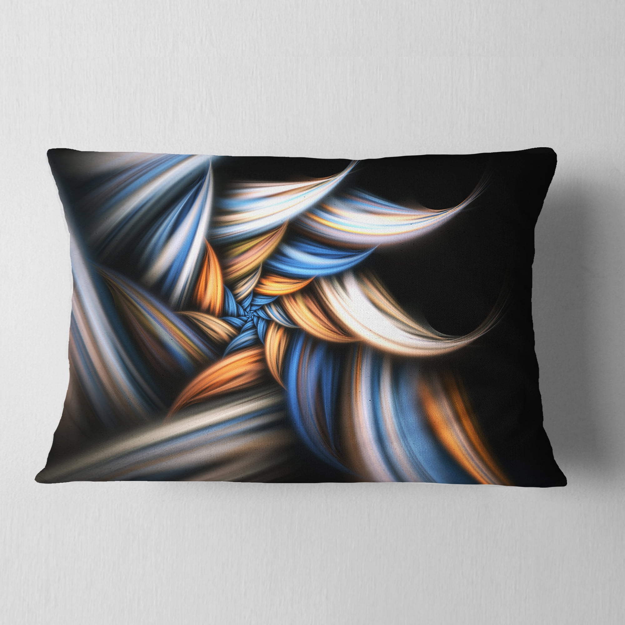 Designart 12" x 20" Blue Polyester Throw Pillow