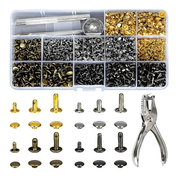 480 Sets Rivet Kits, 4 Colors 3 Sizes Rivets and Snaps