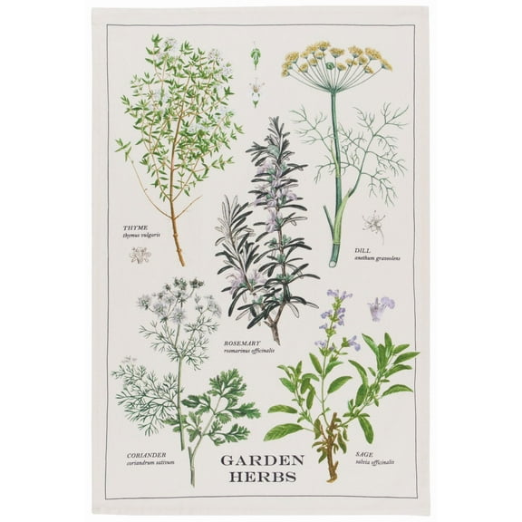Now Designs 18" x 28" Printed Dishtowel | Garden Herbs