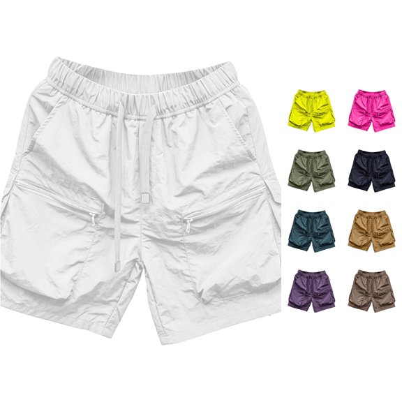Gunia Plus Size Women Hiking Shorts Loose Fit Casual Bermuda Shorts With Pockets And Drawstring Summer Outdoor Knee Length Elastic Waist Cargo Shorts White 4Xl