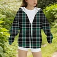 thumbnail image 5 of Spazoro Girls Hooded Sweatshirts, Fleece Lined Long Sleeve Plaid Soft & Comfy Fall Winter Tops for Girls Black Size 9-10T, 5 of 5