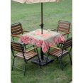 thumbnail image 4 of Outdoor Tablecloth with Umbrella Hole for Patio/Picnic/Party/Camping, Farmhouse Pig Waterproof Table Cloth Square Cover Washable, Country Pink Rose Flowers Mottled Grey (60"x 60"), 4 of 9