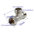 thumbnail image 4 of Toilet 304   Copper  T Adapter G1/2" T-Valve For Bath Bidet Sprayer Shower, 4 of 5
