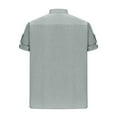 thumbnail image 5 of WREESH Men's Linen-Cotton Blended Stand Collar Henley Shirt Beach Casual Pullover Top with Chest Pocket & Breathable Short Sleeves, 5 of 5
