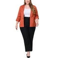 thumbnail image 2 of Agnes Orinda Women's Plus Size Blazers Lapel Collar Open Front 3/4 Sleeve Wear-to-Work Jackets 3X Caramel, 2 of 5
