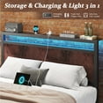thumbnail image 4 of Fluest Iron Wood Bed Frame, USB Port, LED Headboard, Noise-Free,Queen, Rustic Brown, 4 of 6