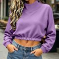 thumbnail image 2 of Cropped Sweatshirt for Women Fashion Trendy Mock Neck Loose Long Sleeves Pullover Top Fall Casual Outfits, 2 of 6