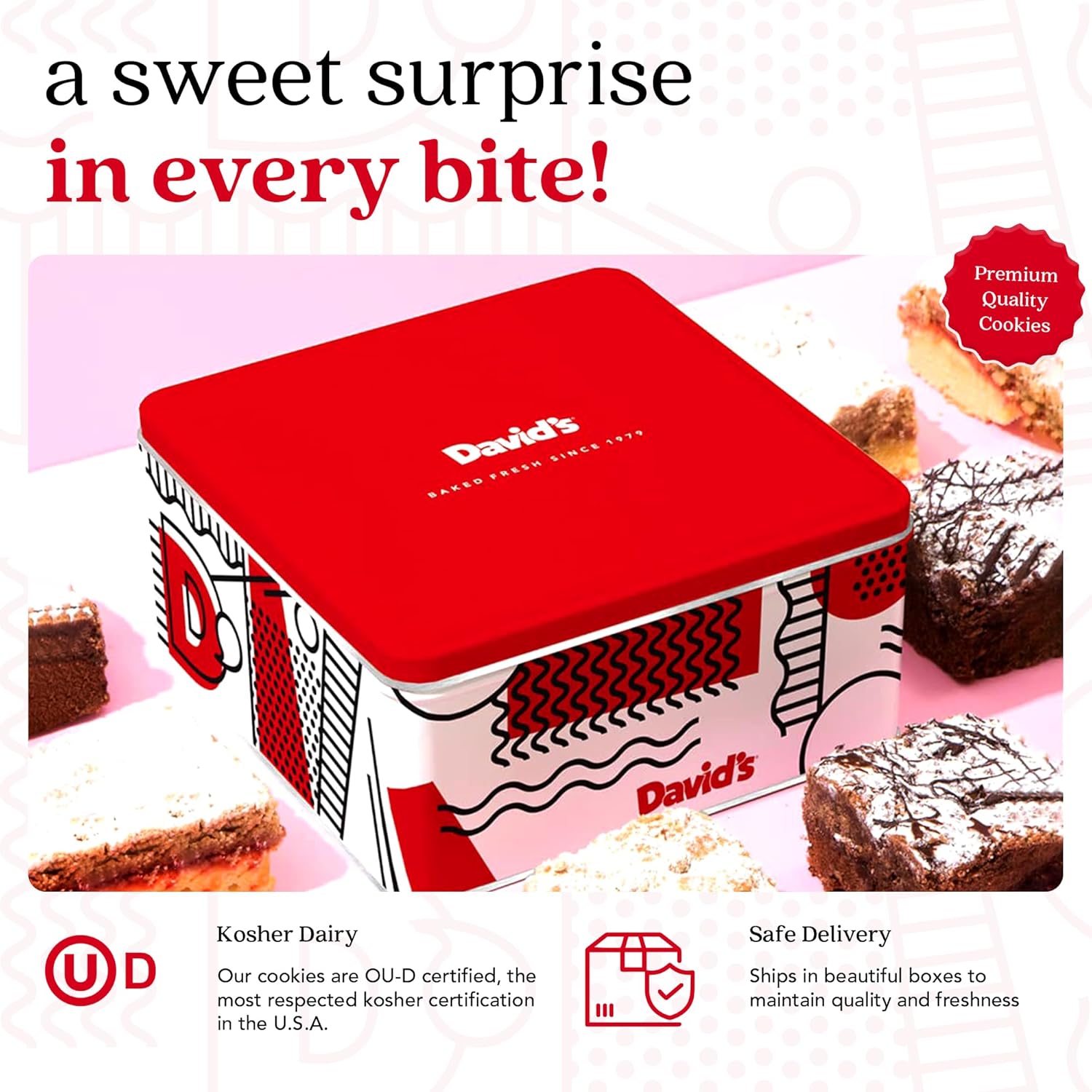 David's Cookies Crumb Cake Assortment Gift Basket, Butter, Raspberry, & Chocolate, 2 lbs (14 Count)
