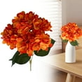 thumbnail image 2 of Xoxingysm Hydrangea Artificial Flowers Large Artificial Hydrangeas Flowers for Home Decor Indoor Wedding Flowers Bouquets Flowers Kitchen Centerpiece Table Decorations, An Orange 5-Headed Hydrangea, 2 of 9
