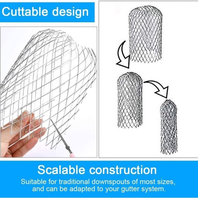 Paquete de 4 protectores de canalón de metal, pantalla de filtro expandible, colador de hojas, protectores de bajante ShuxiuWang 8390612252327